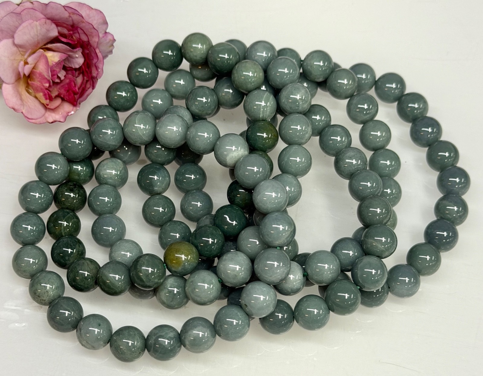 Wholesale 6 Pcs 9.5-10mm Jade Jadeite natural crystal Stretch Bracelet 8”