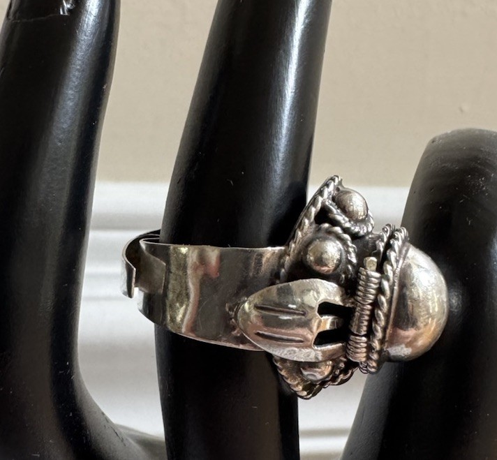 Vintage Sterling Silver Taxco Mexico Poison Ring Size 7-9 Adjustable Rare