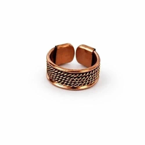 Solid Pure Copper Magnetic Adjustable Free Size Healing Ring, Handmade