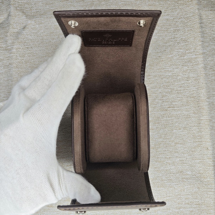 Patek Philippe Dark Brown Leather Travel Watch Case Luxury Gift Carry Box New