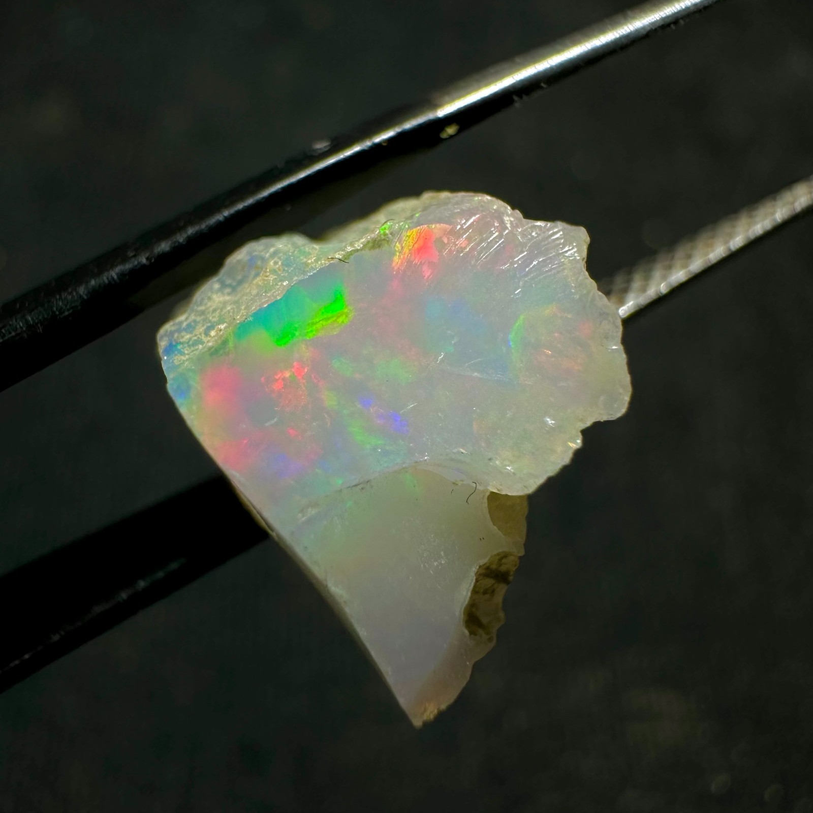 Natural White Ethiopian Opal Rough, Rainbow Fire Raw Opal, Play Of Color Opal