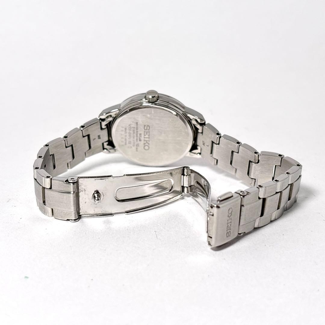 SEIKO V131-0AF0 Solar Ladies Watch Quartz Round Roman Black Dial Stainless Steel