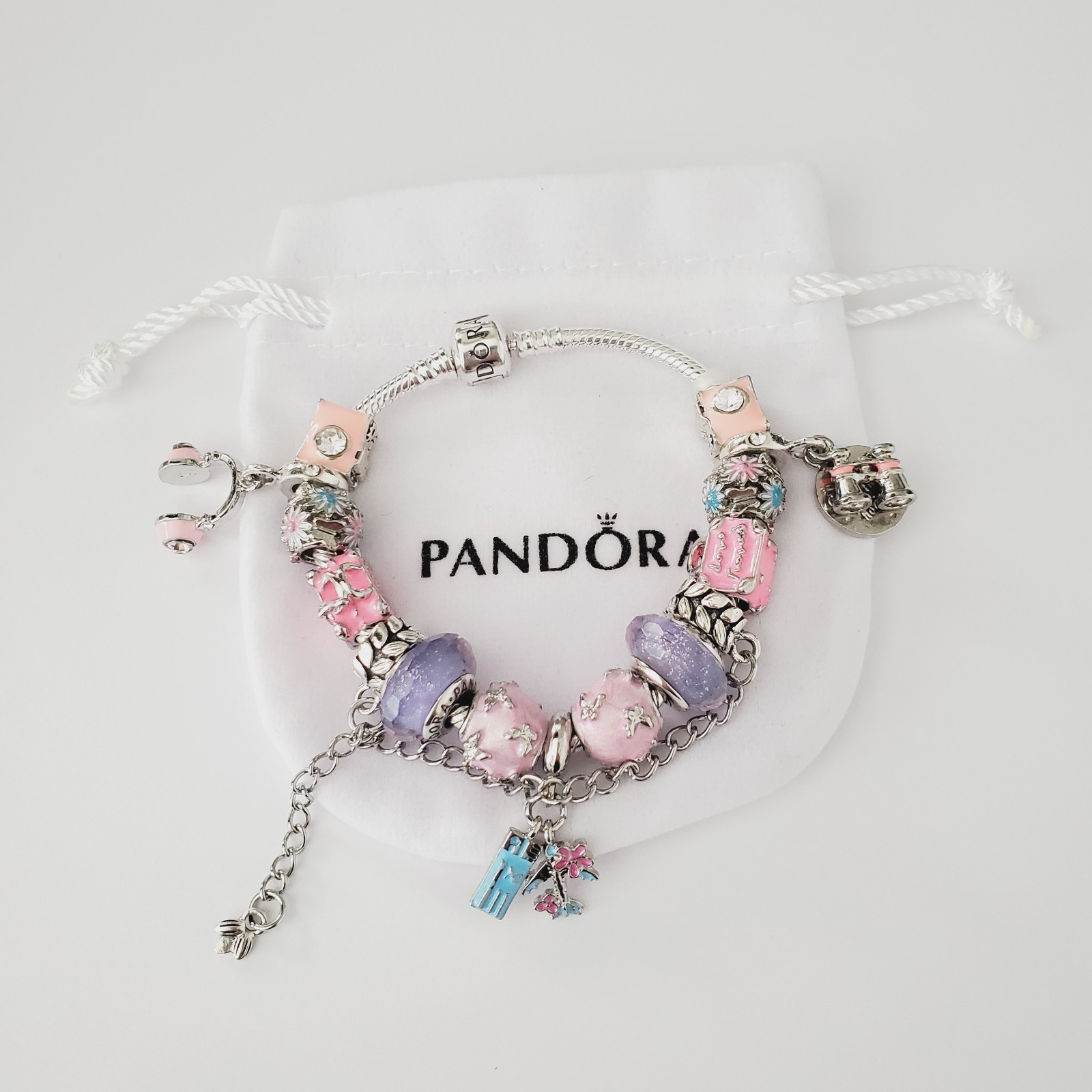 Authentic Pandora Travel Charm Bracelet Multicolor Gift Set New in Box