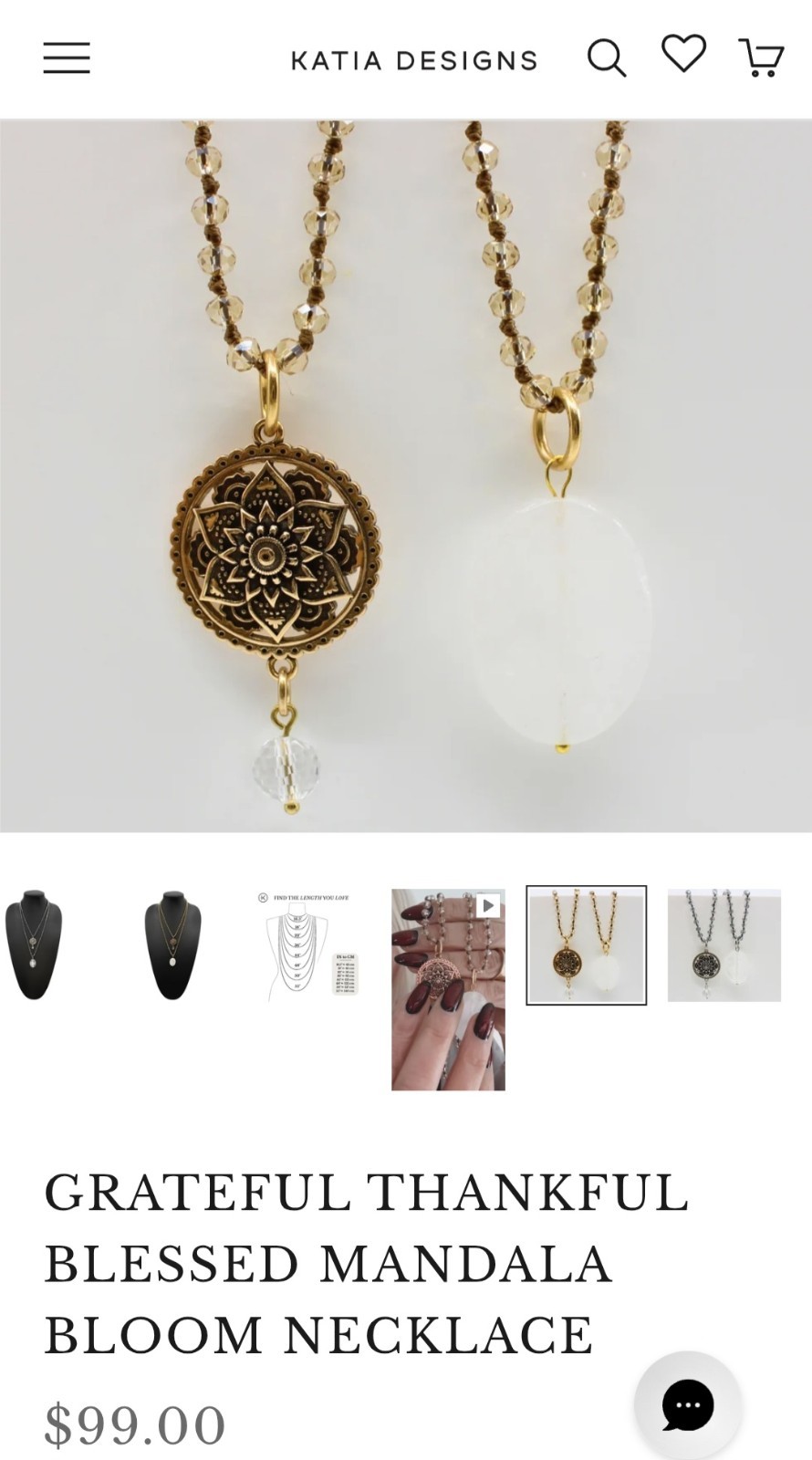Katia Designs “Grateful Thankful Blessed” Mandala Bloom Original Necklace