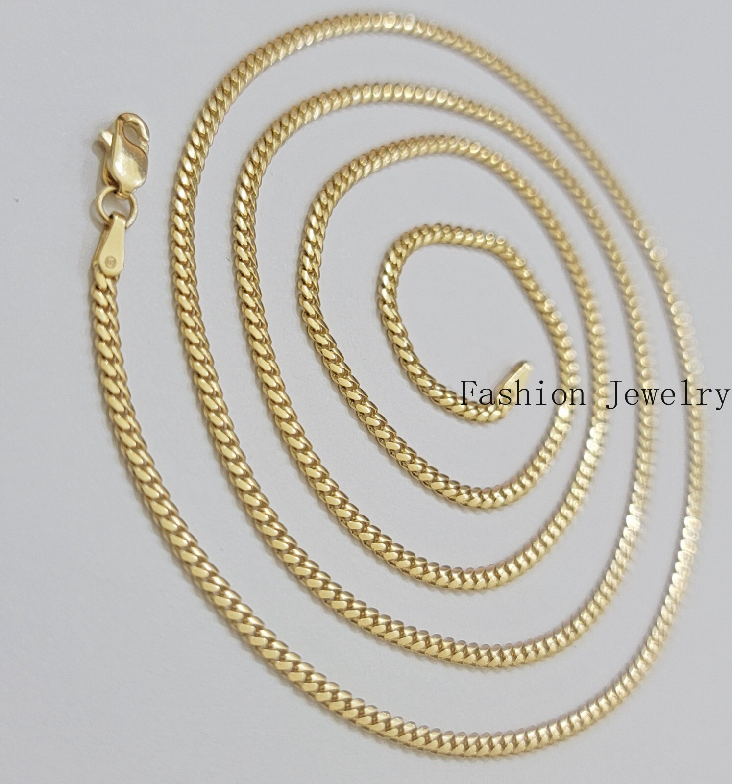 Real 18k Yellow Gold Necklace Chain Miami Cuban Link 2mm 24 Inch Real 18kt Solid