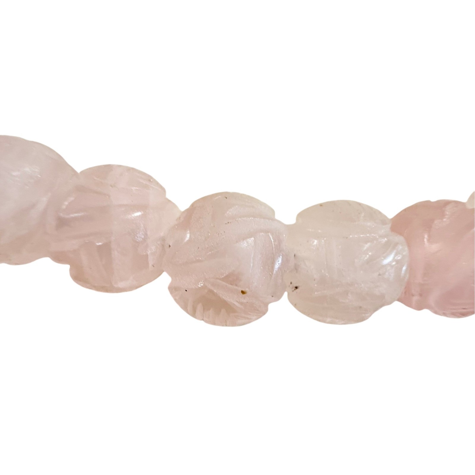 Vintage Carved Rose Quartz & Sterling Silver Statement Necklace