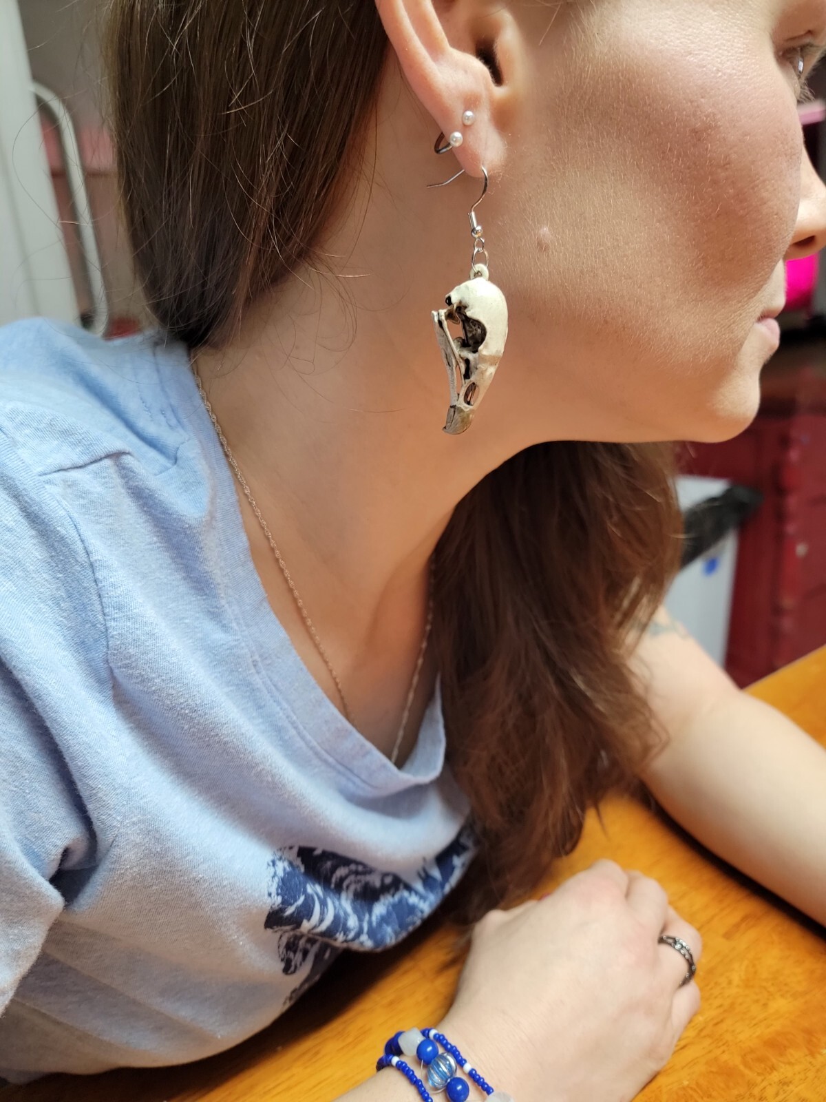 Turkey Vulture museum grade 3D replica skull bone earrings euromount style new