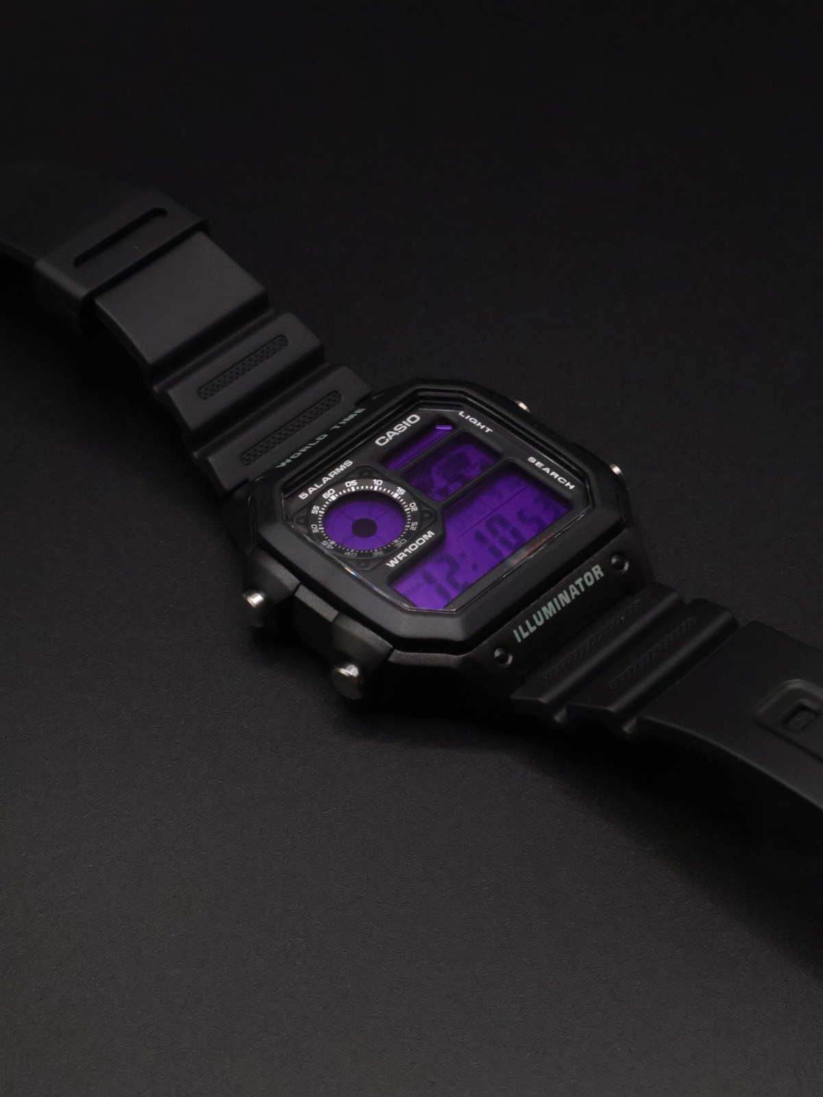 “Dark Matter” | Casio World Time Illuminator | Royale | AE-1200WH | 🟣 | Custom