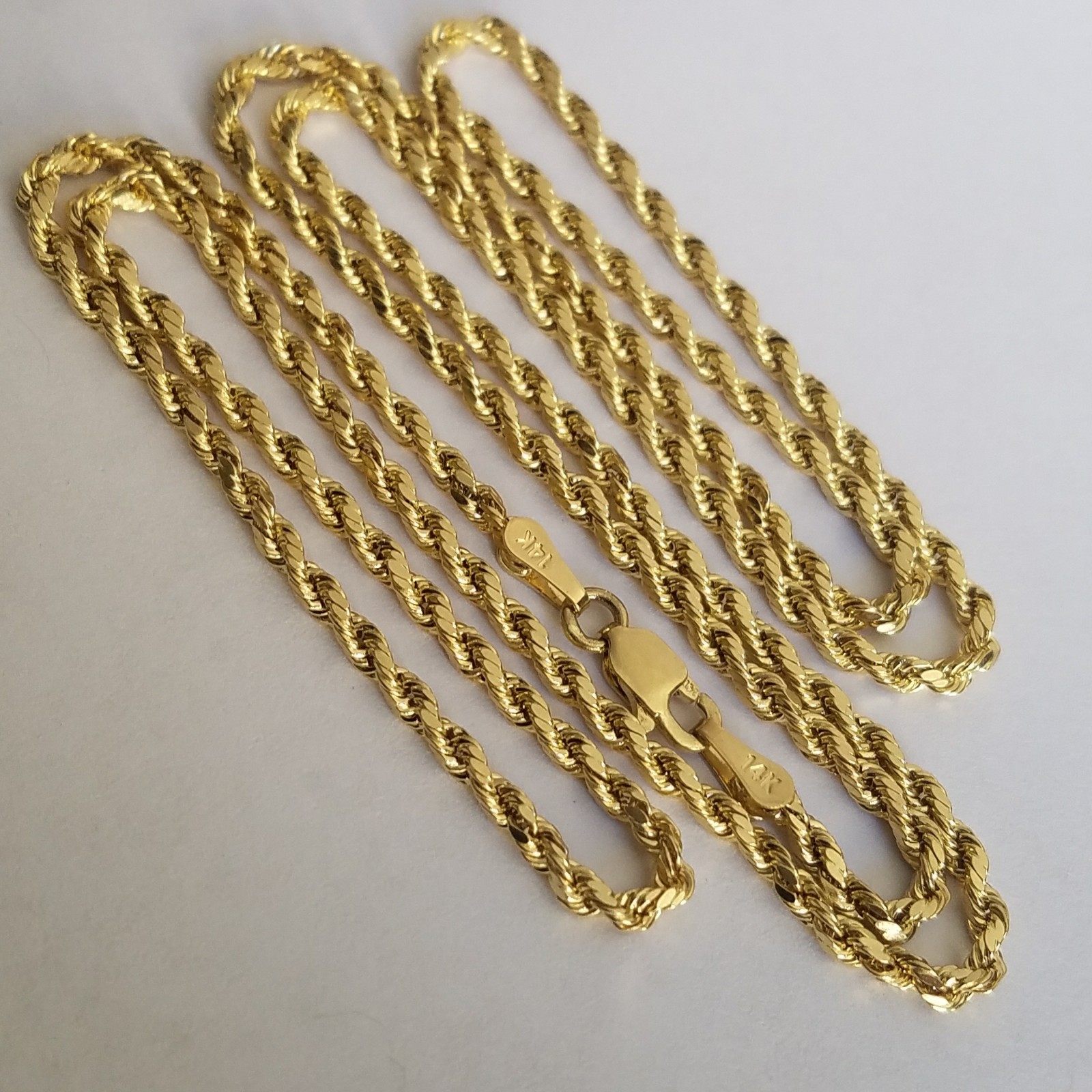14k yellow gold rope chain 18 inches long 2 mm wide
