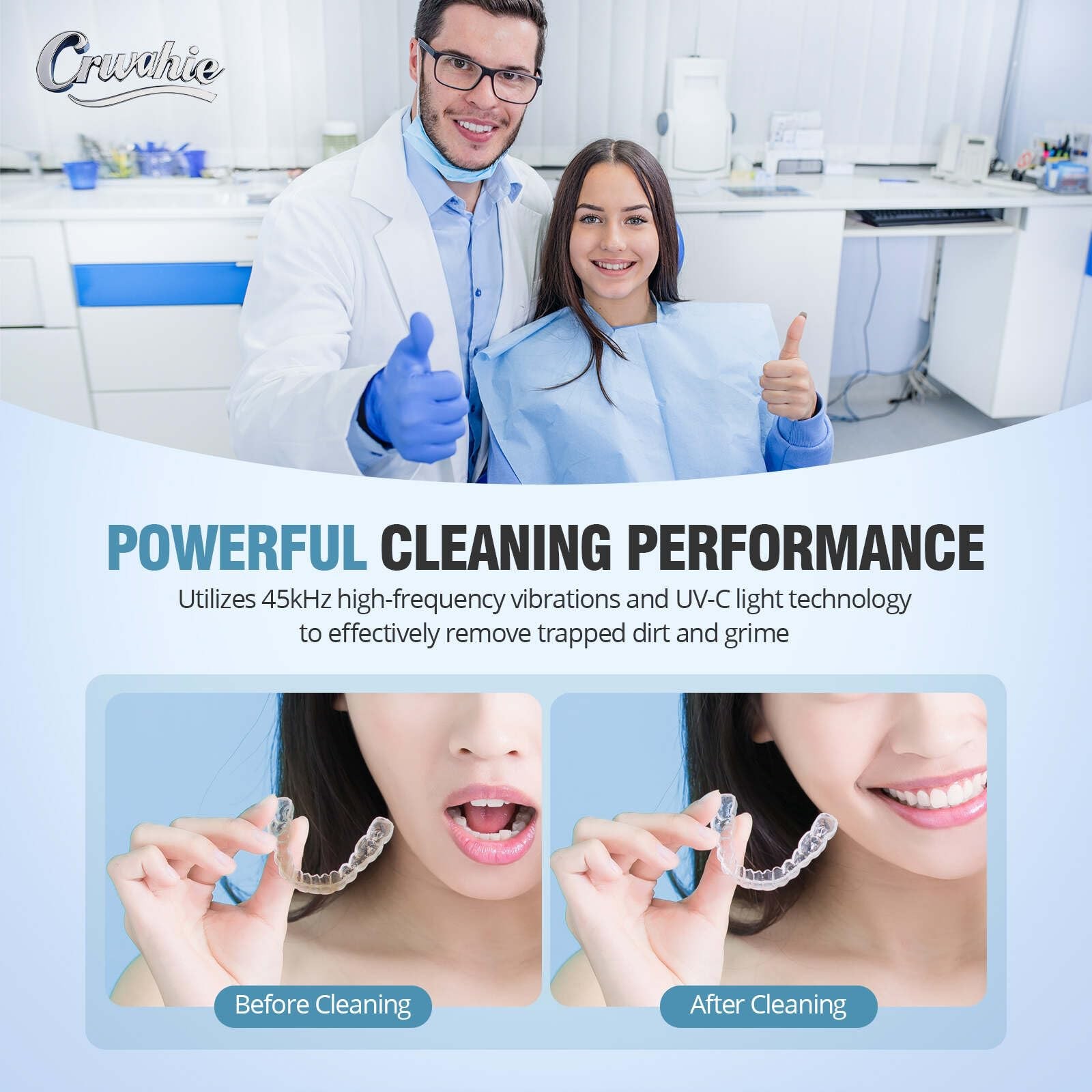 Ultrasonic Retainer Cleaner, Detachable 45kHz Retainer Cleaner Machine 3 Mode…