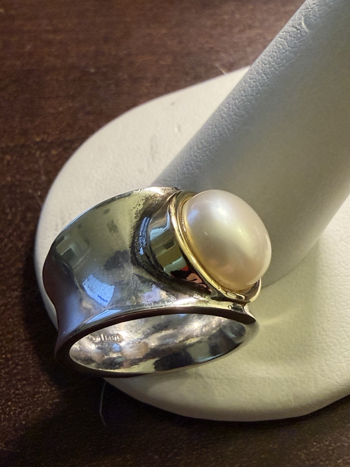 Ross-Simons 9.5-10mm Cultured Pearl Ring in Sterling Silver With 14kt Gold Italy