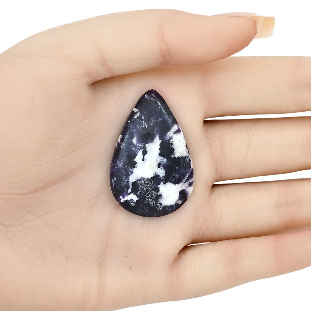 Natural Purple Lepidolite 38.7×25.5×5 mm Pear Shape Polished Gemstone LS03409-56