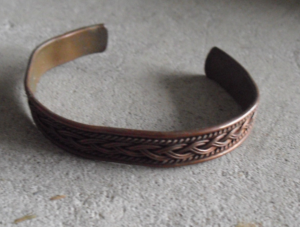 Vintage Copper Rope Design Bracelet 2 3/4″ Wide