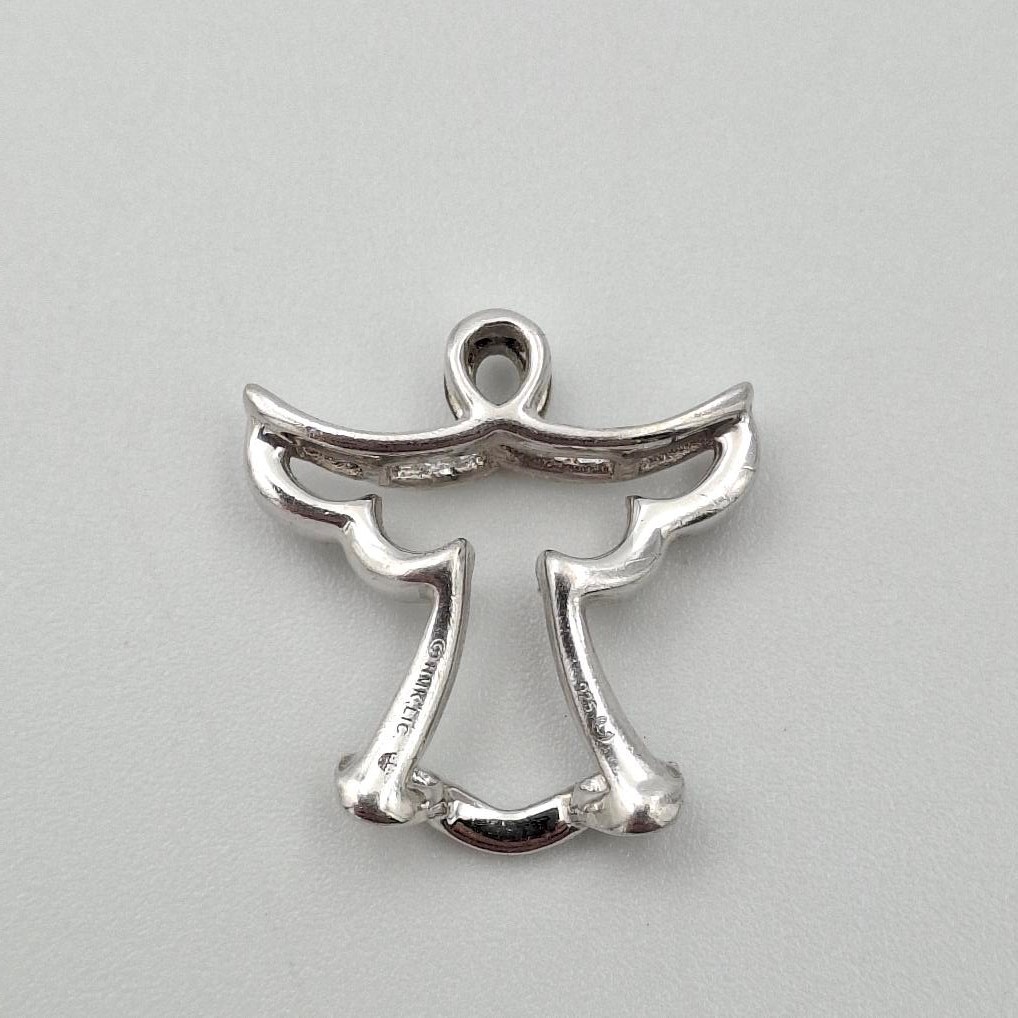 925 Sterling Silver Round Diamond Accent Angel Outline Silhouette Slide Pendant