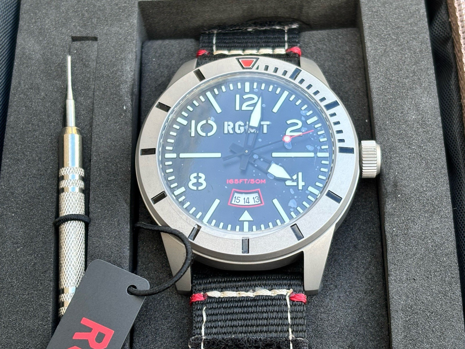 RGMT Military Target Black Quartz Watch. RG-8052-01. Brand New. 2 Straps.