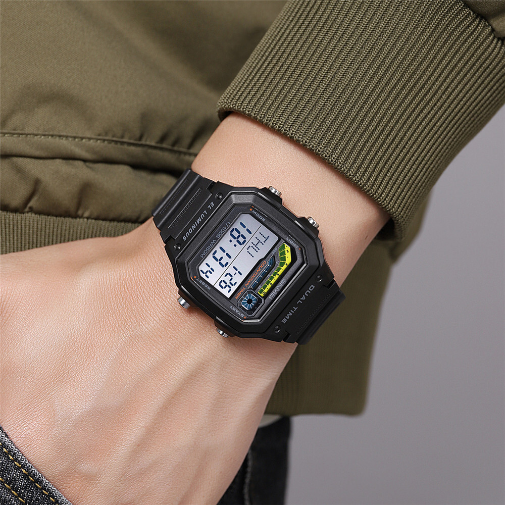 SKMEI Men Digital Watch Weekdate LED Wristwatch Male Steel Countdown Boy Watches