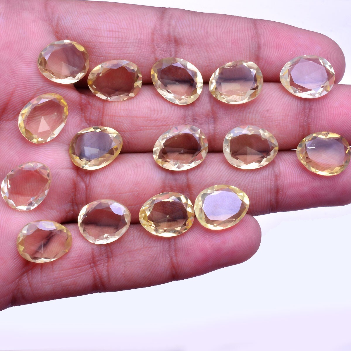 VVS 15 Pcs Natural Citrine 13.98mm-14.15mm Faceted Cut Loose Gemstones Wholesale