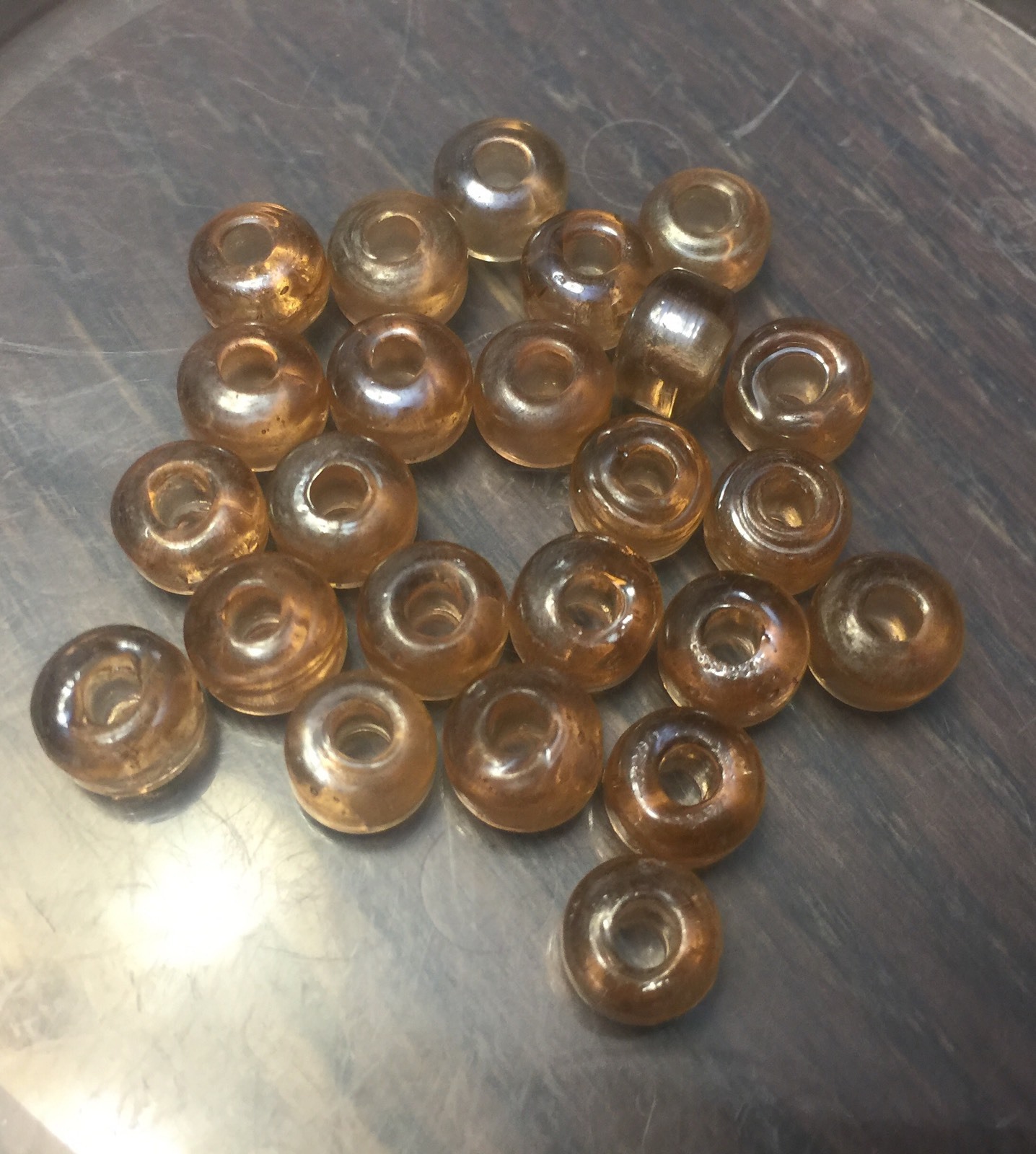 Vintage Imported Trade Light Peach Luster Pony Style Rondell Glass Bead Lot