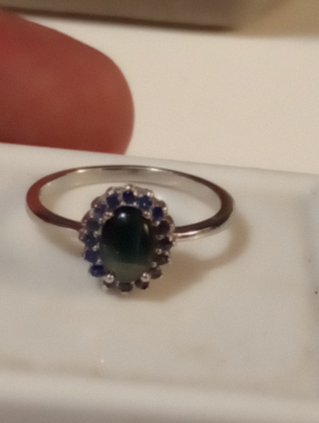 EARTHMINED STAR BLUE SAPPHIRE GEM TESTED 925 S 14K GOLD PLATED RING SIZE 7.5 ACC