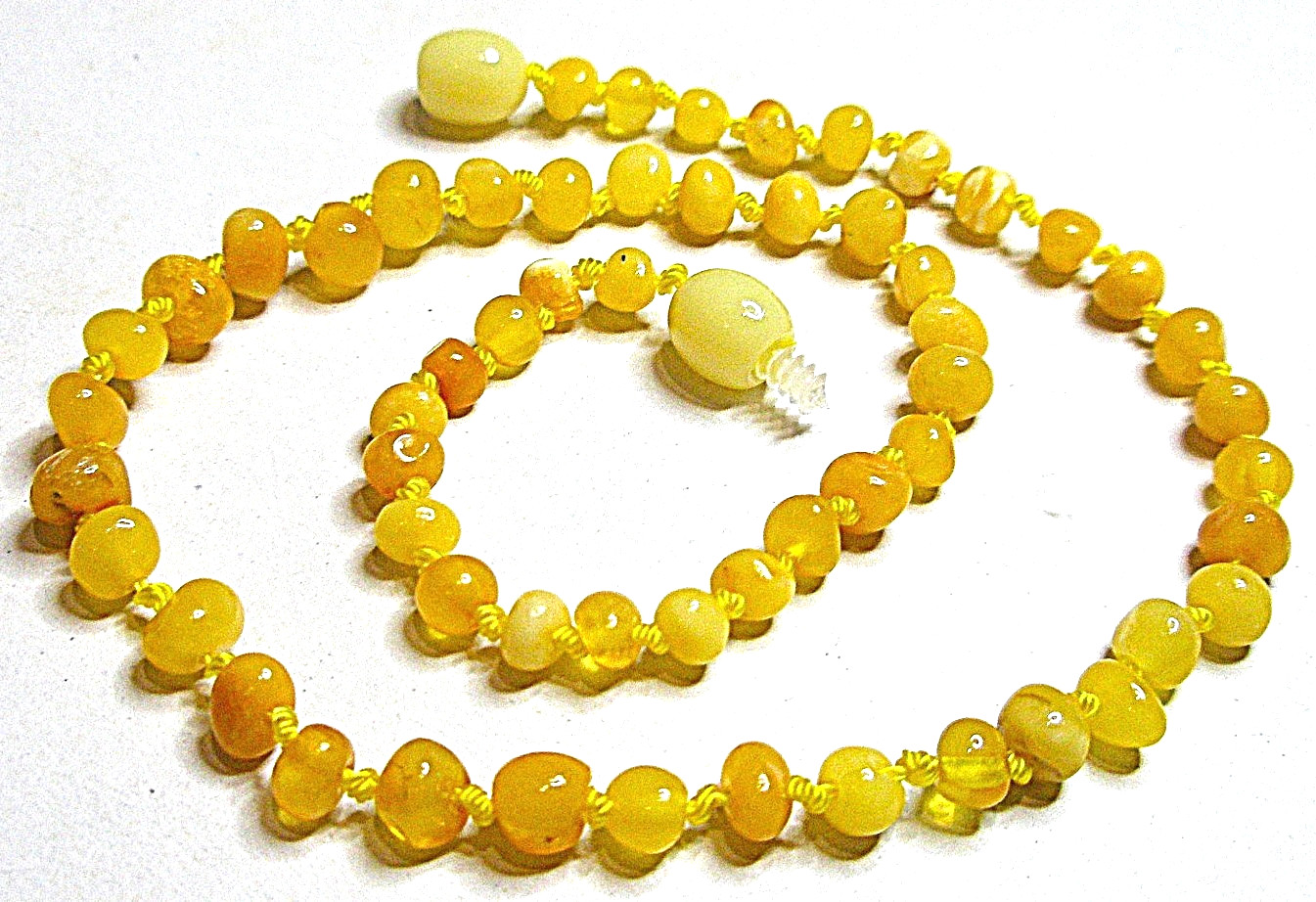 Real Baltic Amber Necklace Polished Round Beads Egg Yolk 45 cm – 17.7 inch