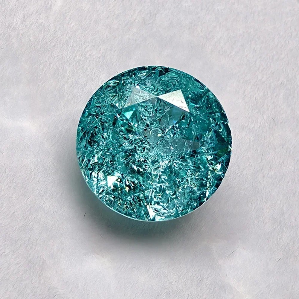AGL Lab Grown Paraiba Round Cracked Ice Cut Tourmaline Gemstones for DIY Jewelry
