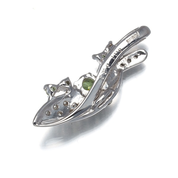 Demantoid Garnet 0.23ct Diamond 0.11ct Pendant 18K 750 White Gold