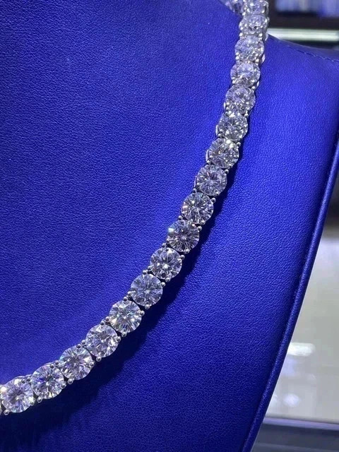 20Ct Round-Cut Lab Created Solitaire Women Tennis Necklace 14K White Gold FN 4mm