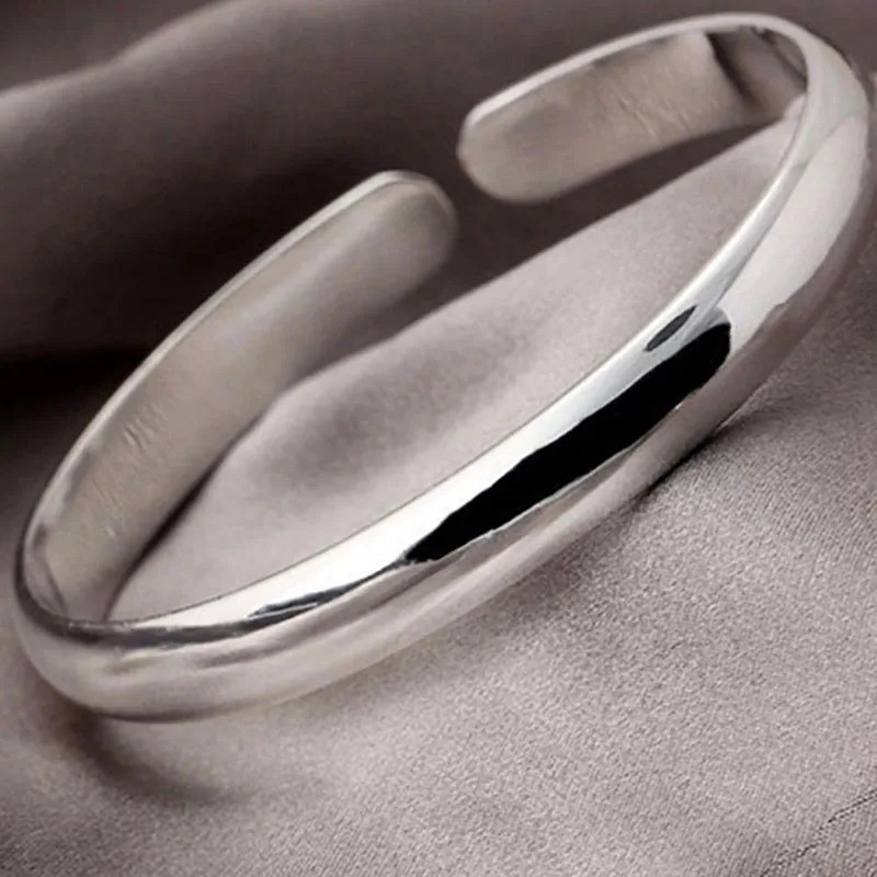 999 Sterling Silver Cuff Bracelet Women Retro Bangles Wedding Jewelry
