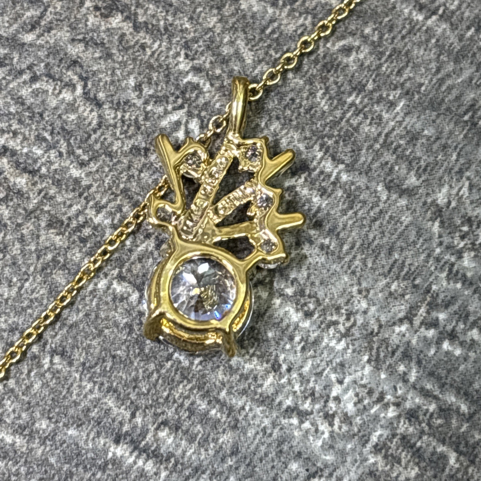 VTG Lindenwold Fine Jewelers 14K GE Gold Tone Rhinestone Pendant Necklace w Box