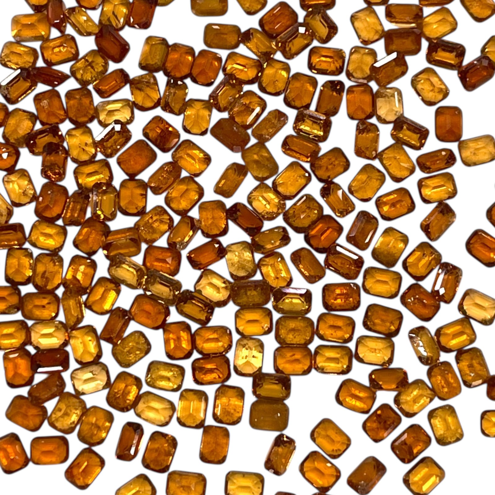 50 Pcs Natural Hessonite Garnet 3.8×2.8mm Emerald Cut Loose Untreated Gemstones