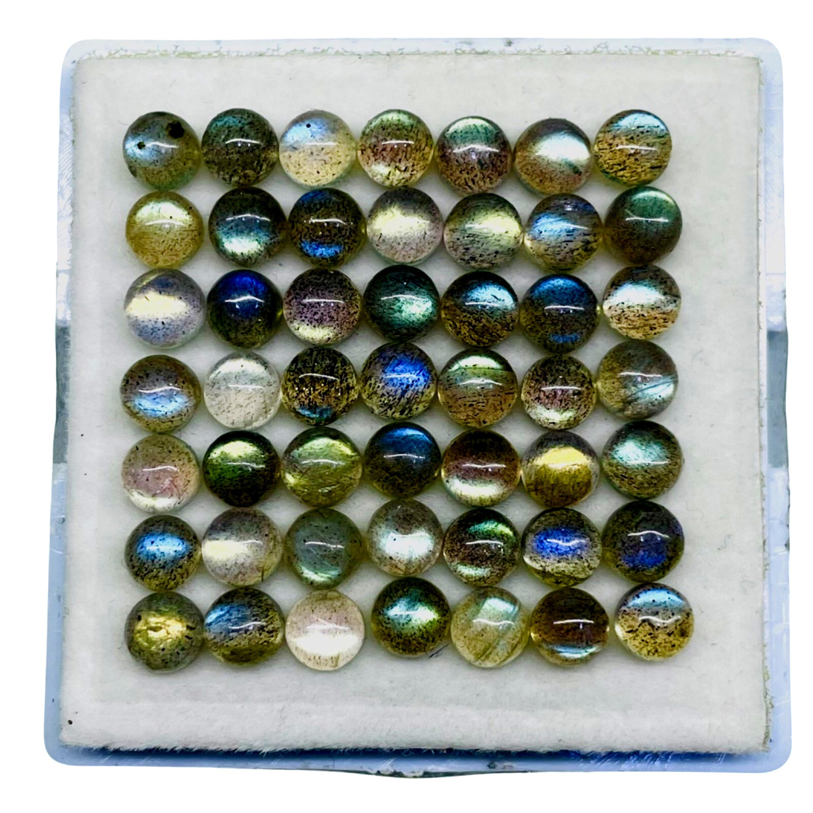 50 Pcs Natural Labradorite 5mm Round Top Quality Loose Cabochon Gemstones Lot