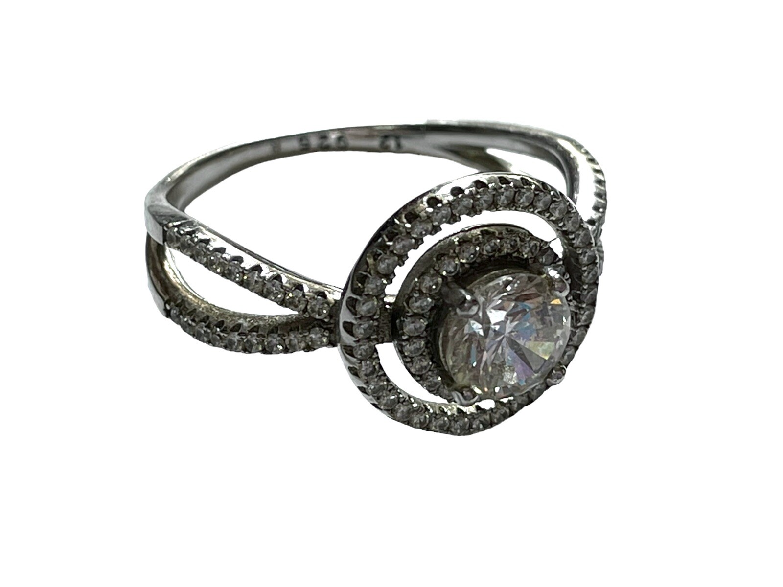 Bella Luce Rhodium Over Sterling Silver 5.46ctw Round CZ Engagement Ring, 12
