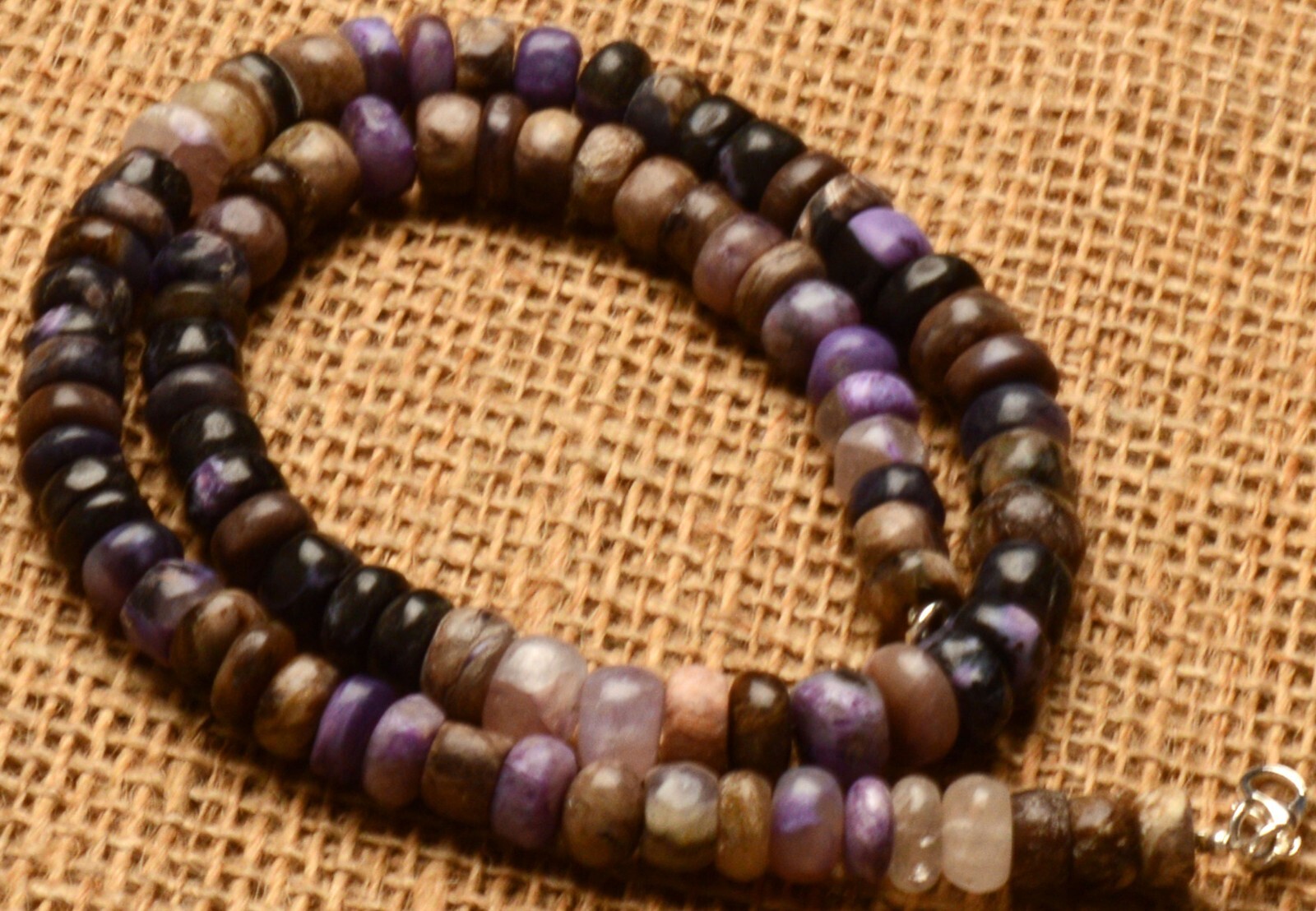 Natural Gem Super Rare Charoite 10MM Approx. Smooth Rondelle Beads Necklace 20″