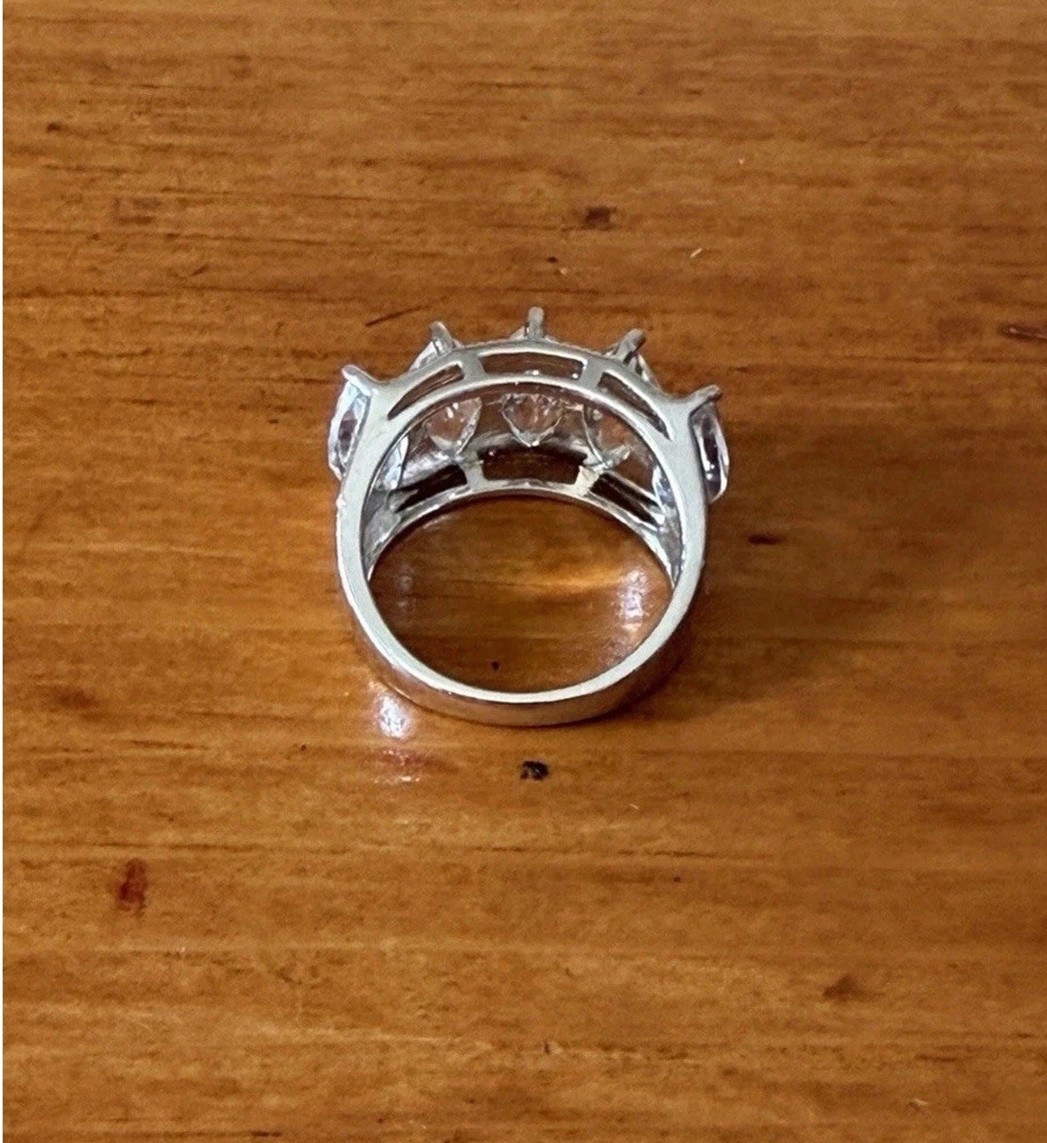 Sterling Silver 925 Wide Band Marquise CZ Eternity Ring Size 6.5 BBJ Statement