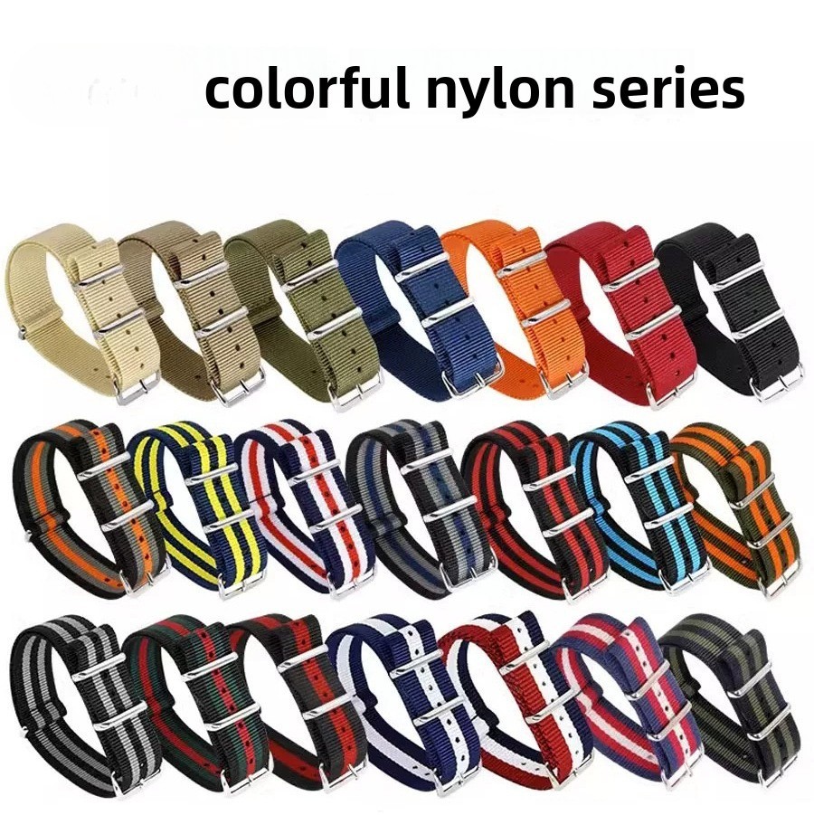 High Quality Nylon Canvas Watch Band Single Pass Sports Strap 18 20mm Universal