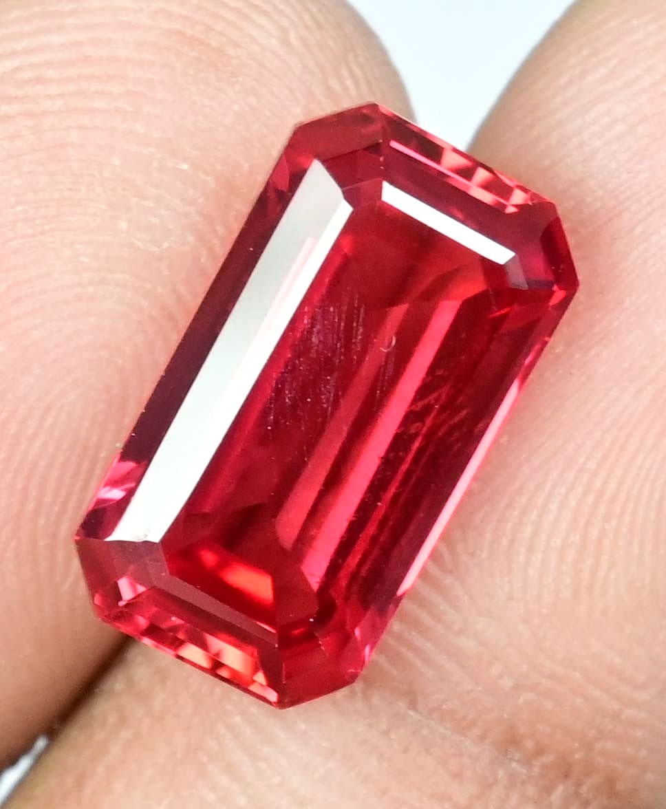 Flawless Natural Orange Red Spinel 11.70 Ct Emerald Cut Certified Rare Gemstone