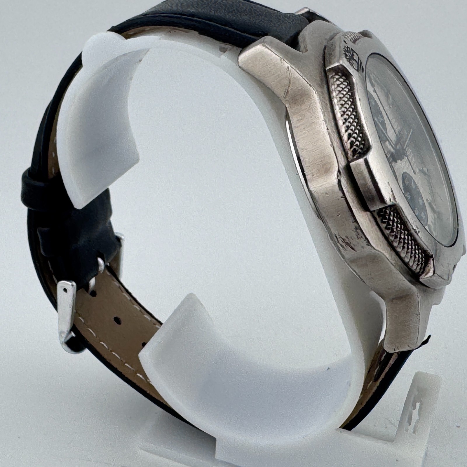 Timberland Quartz Watch Men 100m Silver Rotating Bezel Analog ~For Parts Repair