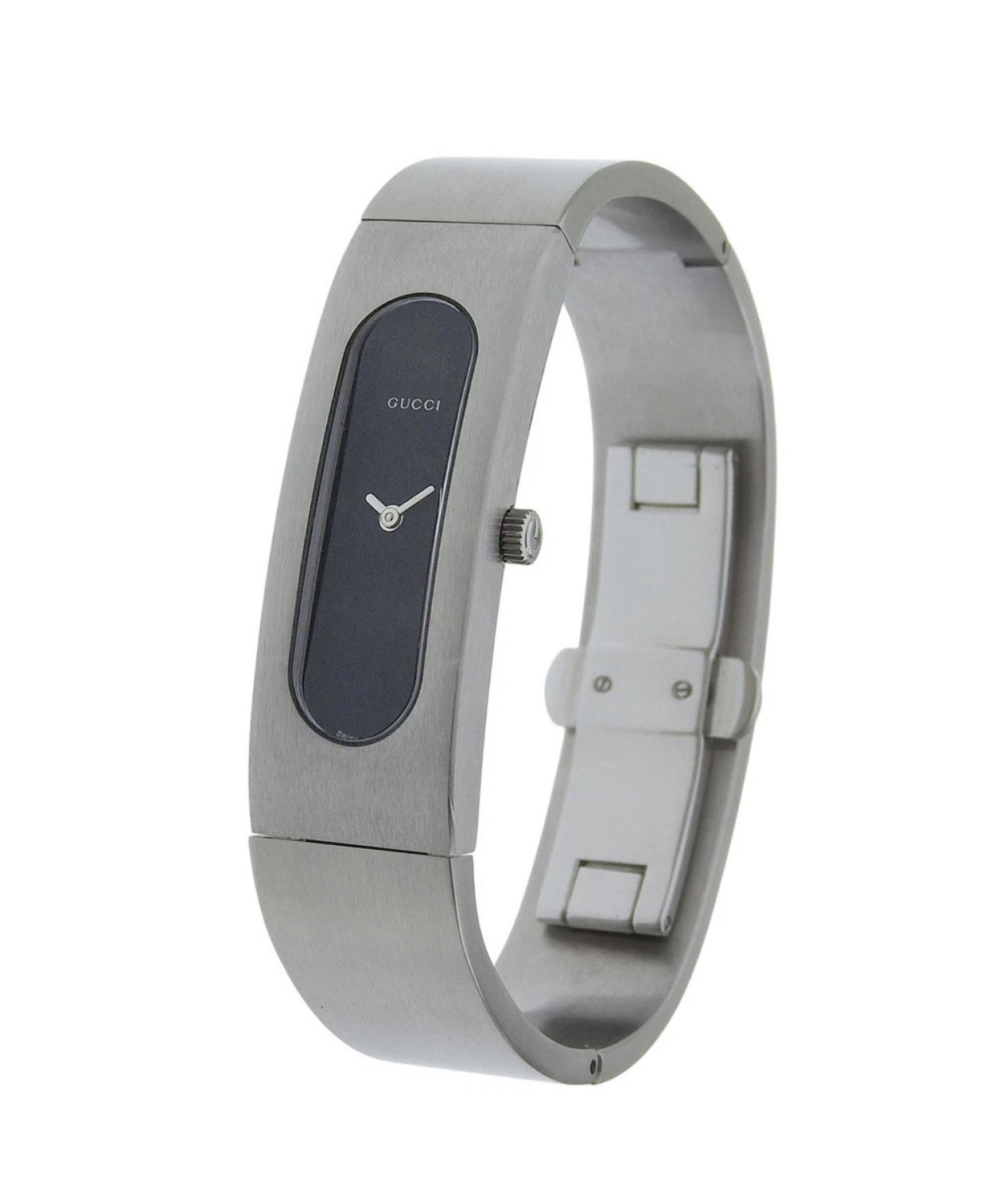 Gucci 2400S Silver Bangle Bracelet Ladies Watch Quartz w/Box new battery
