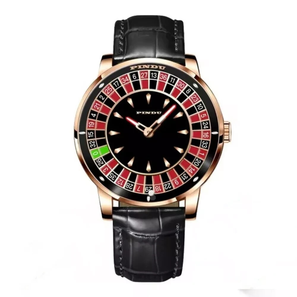 2024 PINDU Luxury Men’s Automatic Watch 5ATM Casino Tourbillon Rotating Roulette