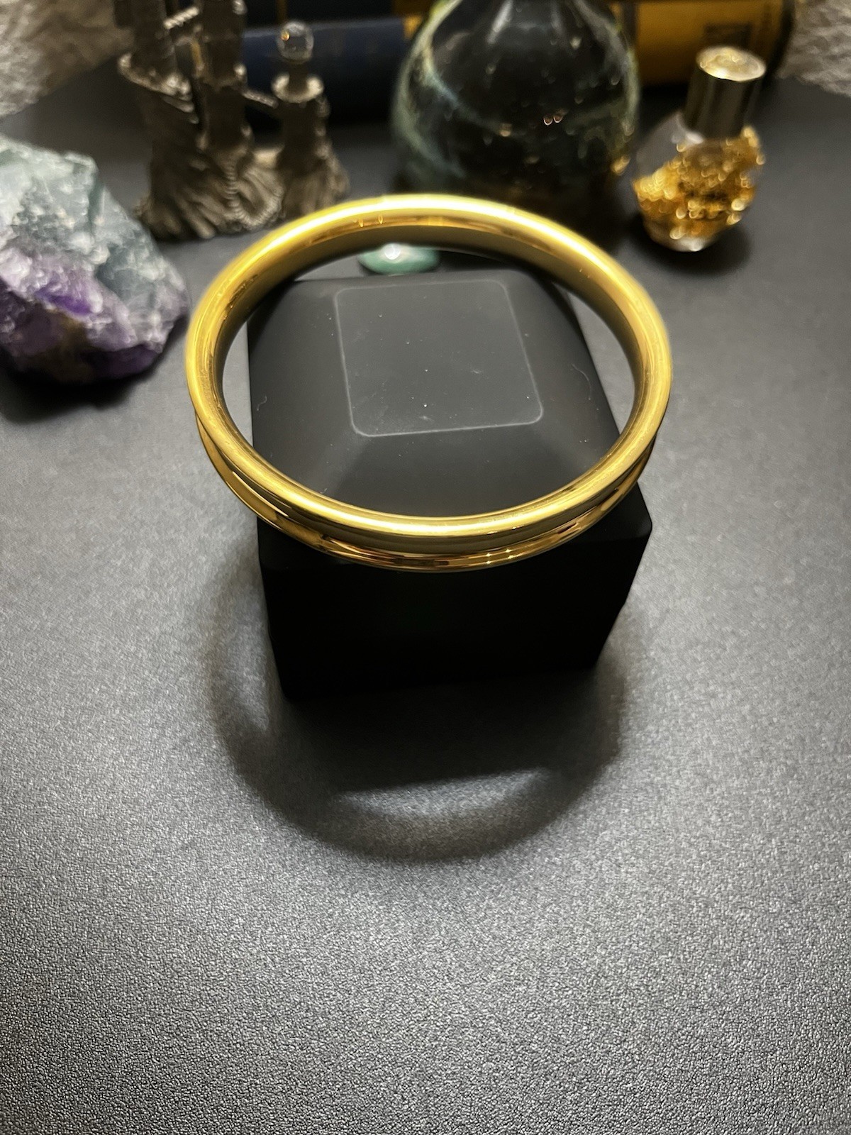Milor Italy 14K Gold Resin Core 8mm Glossy Bangle Bracelet 22.8g Size 7.5