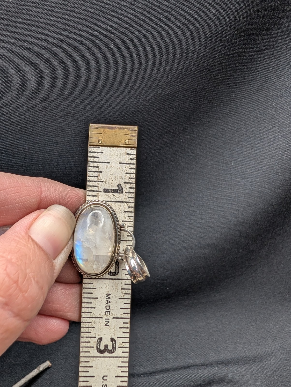 Moonstone Pendant With Sterling Silver Beaded Necklace