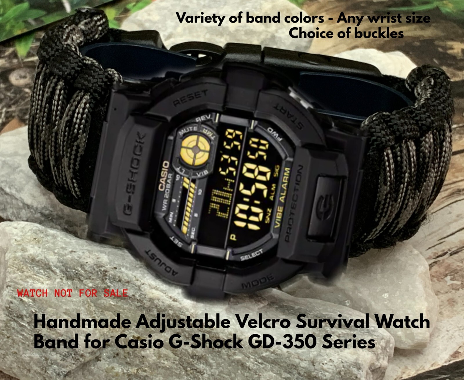 Casio G-Shock GD-350 Series Adjustable Paracord Survival Watch Band