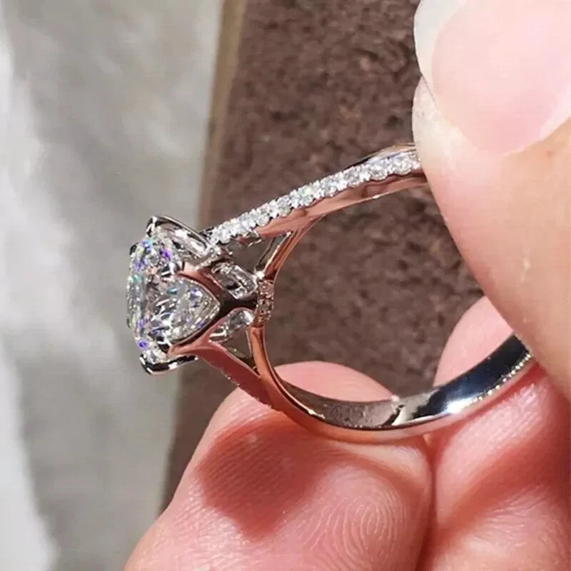 3Ct Round Cut Lab Created Diamond Engagement Wedding Ring 14K White Gold Finish