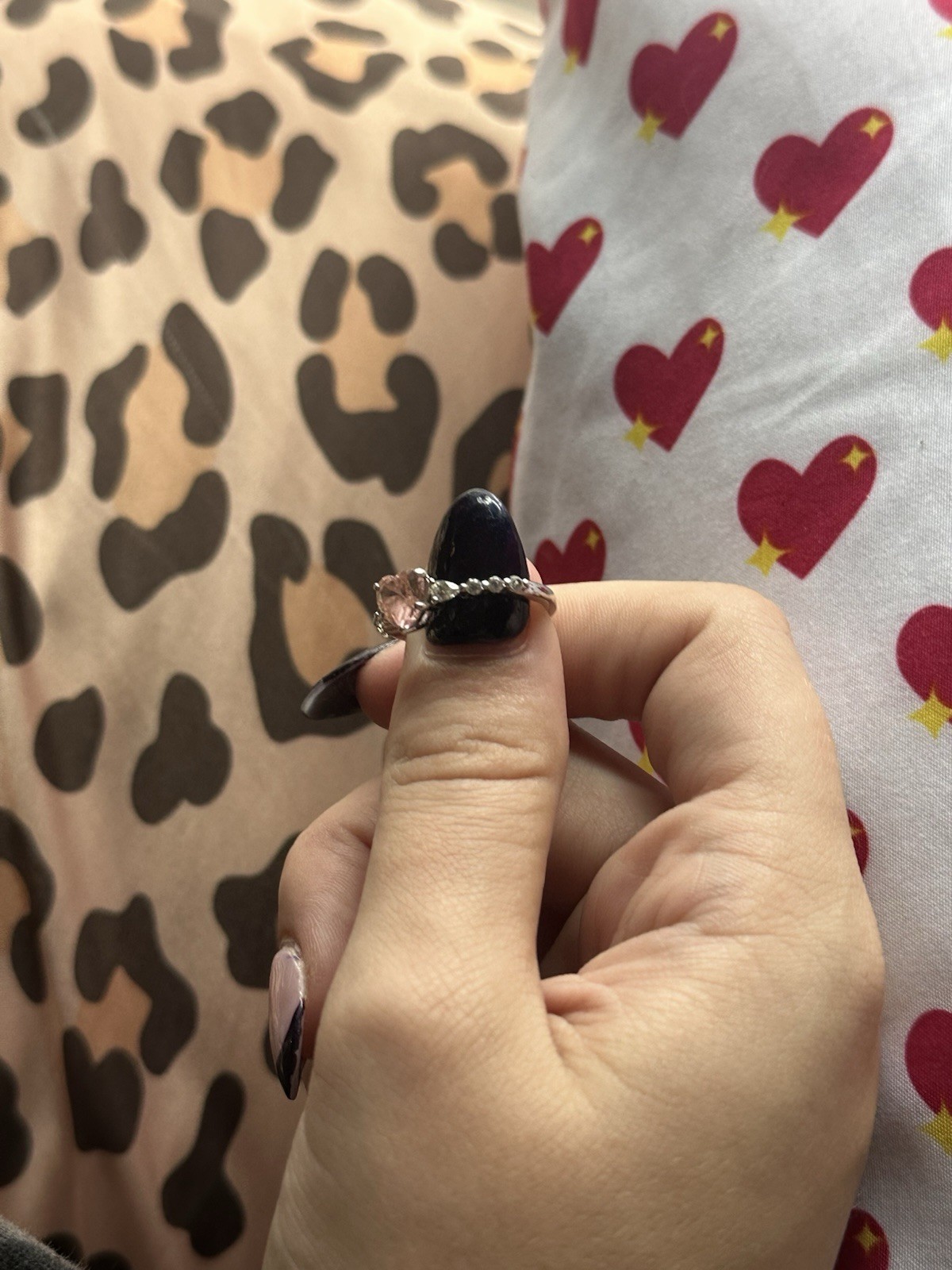 White Gold Pink Heart Darry Ring