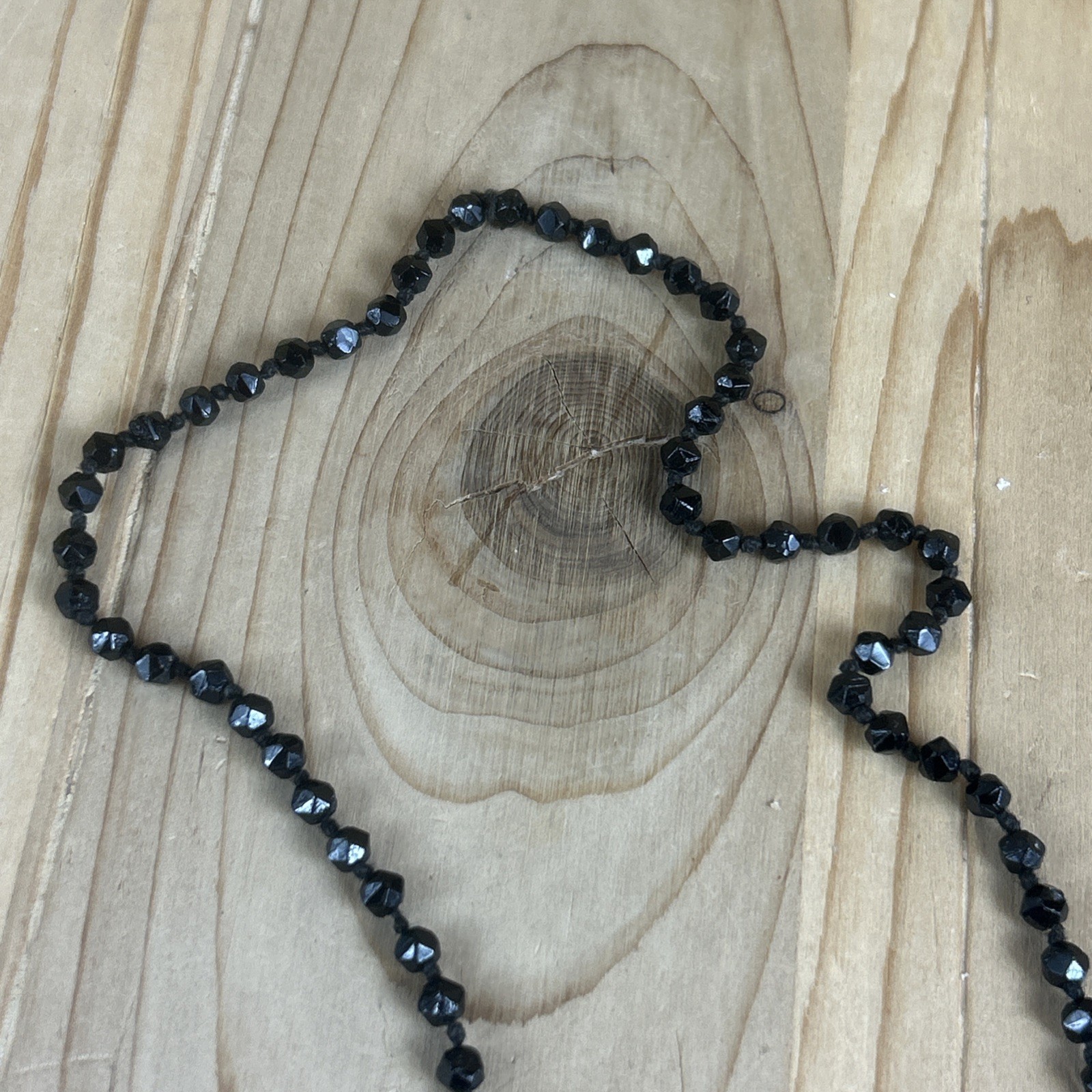 Beaded Tassel Necklace 30” Black Red