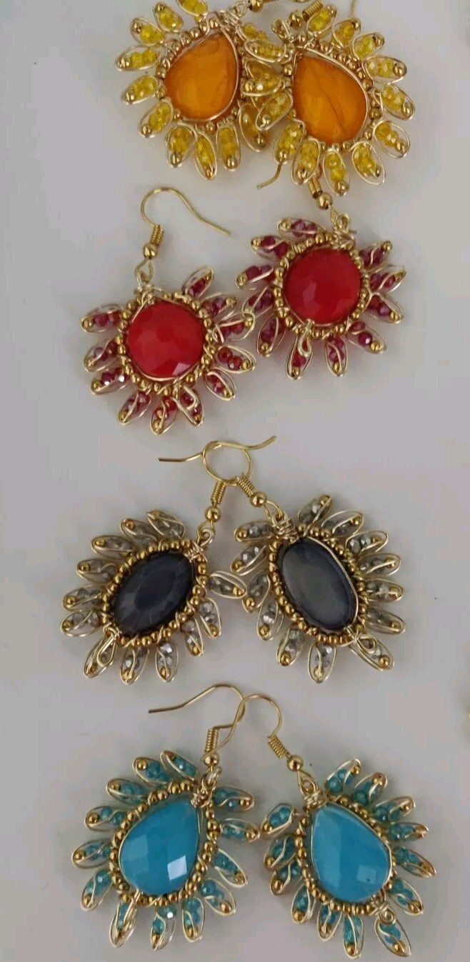 aretes de cristal echo a mano mexicano mayoreo lote de 20 Pares cristal Y chapa.