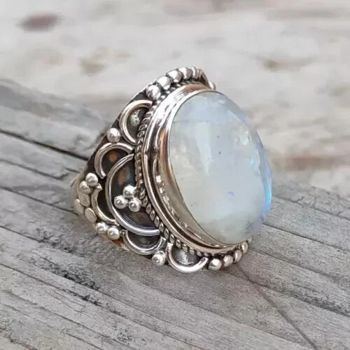 Rainbow Moonstone Ring 925 Sterling Silver Handmade Beautiful Ring All Size R349