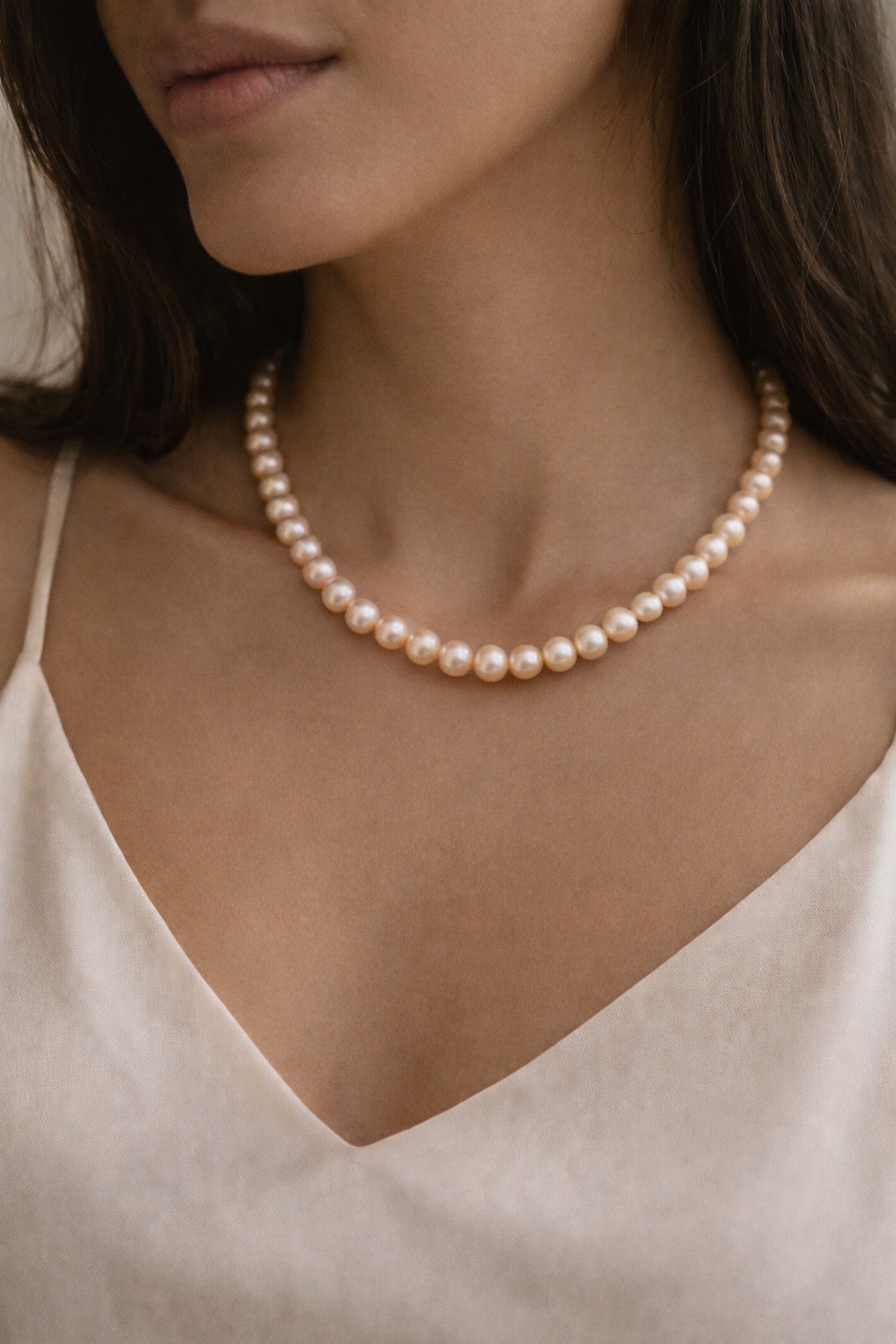Genuine Freshwater Cultured Pearl Necklace 925 Sterling 18-20″ Peach Blush 6-7mm