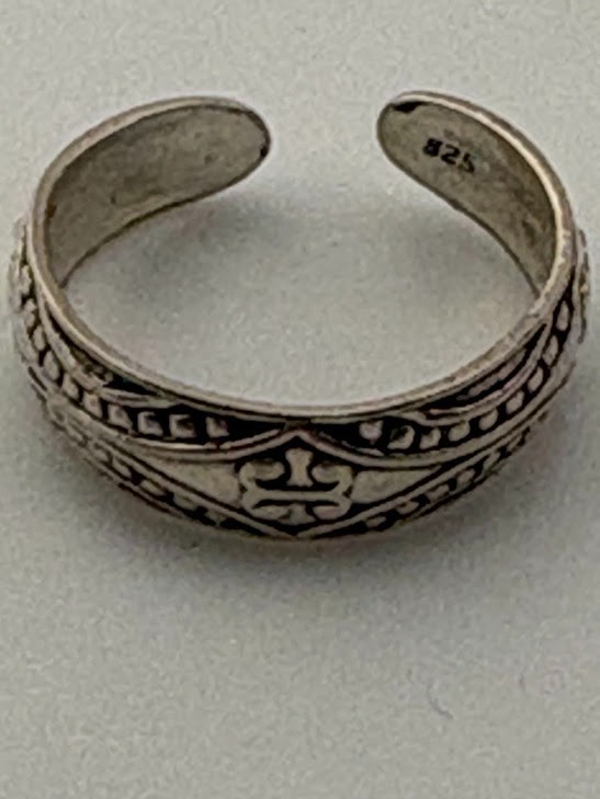 925 STERLING SILVER SOUTHWESTERN STYLE 5.4MM TOE PINKY RING SIZE 3.5 ADJUST 1419