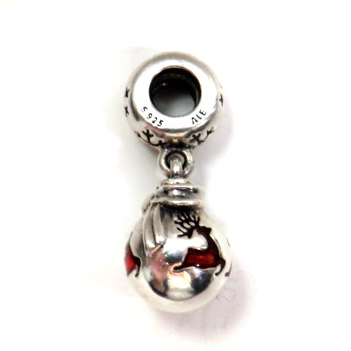 Pandora Prancing Reindeer Pendant Charm #791768EN07 Christmas Balls Ornament